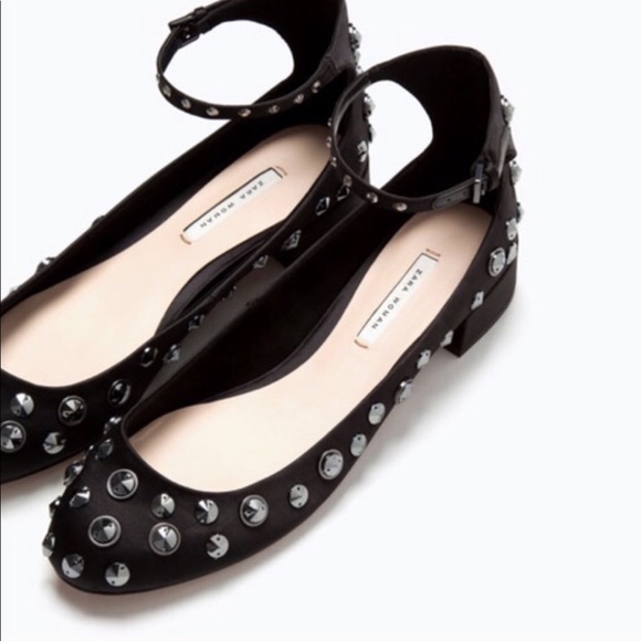 NWT Zara black studded ballerinas - Picture 3 of 6